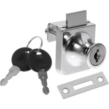 Cerradura de seguridad para vitrina de cristal de aleación de zinc plateado, tipo puerta individual.