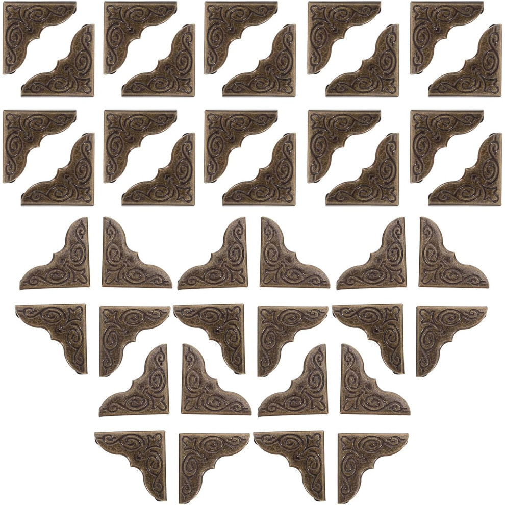 Hkhbjs 50Pcs Antique Bronze Album Corner Protectors Decorative Metal Picture Corners