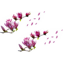 2 stuks roze magnolia bloemen muurstickers, zelfklevende en verwijderbare PVC muurstickers