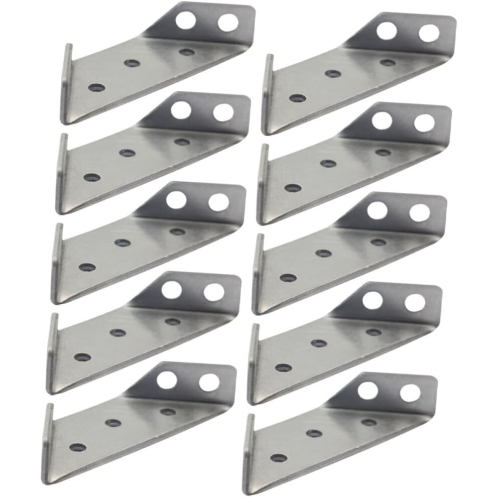 10Pcs Stainless Steel Trapezoid Angle Brackets Heavy Duty Corner Braces For Rack Shelf Garage Shelf Furniture Fixing Silver Hkhbjs