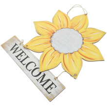 Welkomstbord met zonnebloemmotief, houten wanddecoratie, eenvoudig te installeren en gemaakt van stevig en stabiel materiaal.