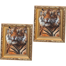 2 adesivi murali decorativi con animali, leone e tigre, ideali per cornici fotografiche, realizzati in PVC.