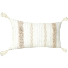 Housse de coussin décorative et pratique, 100 % coton, forme rectangulaire, pompons, beauté simple et élégante