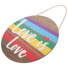 Letrero colgante del Mes del Orgullo, decoración arcoíris, placa de pared de madera