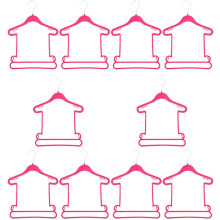 Juego de 10 perchas de plástico con diseño amigable y estilo pequeño y bonito.