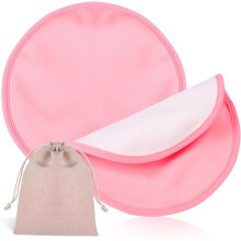 Juego de almohadillas para el pecho con aceite de ricino, 2 compresas reutilizables de aceite de ricino de color rosa y 1 bolsa de almacenamiento.