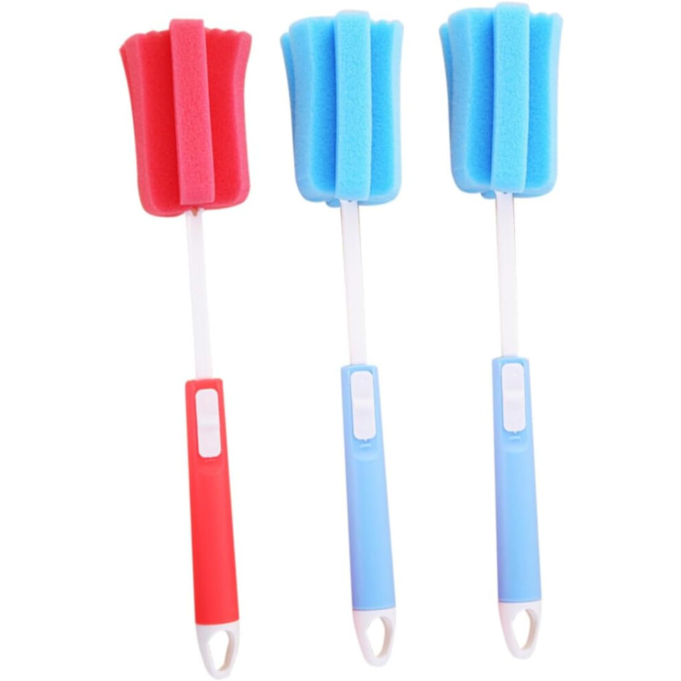 3Pcs Handle Sponge Brush For Bottle And Cup Cleaning Household Glass Cup Brush Hkhbjs