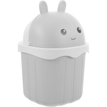 Mini poubelle compacte avec couvercle, poubelle en plastique au style dessin animé mignon et créatif pour bureau