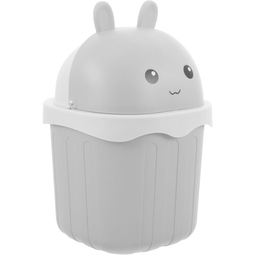 Compact Mini Trash Can with Lid, Creative Cute Cartoon Style Plastic Waste Bin for Desktop Use