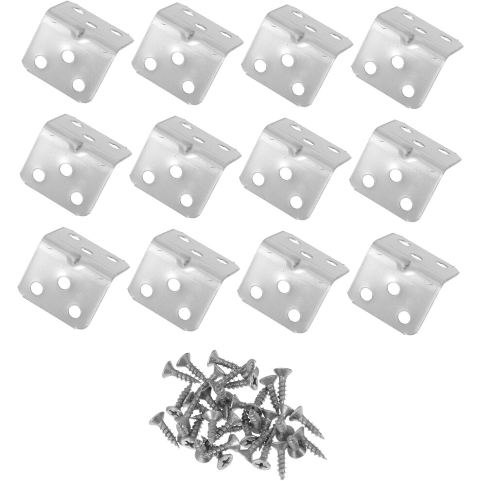 12Pcs Wardrobe Angle Supports Desk Corner Brackets Hardware Screws For Furniture Closet Brace Hkhbjs