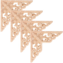 4 stuks houten decoratieve stickers met gedetailleerde houtsnijwerken, lichtgewicht houten applicaties