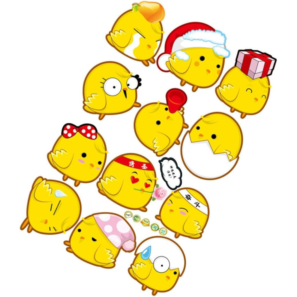 Chicken Shaped Pvc Wall Sticker Self-Adhesive And Removable Cartoon Decal Yellow Hkhbjs