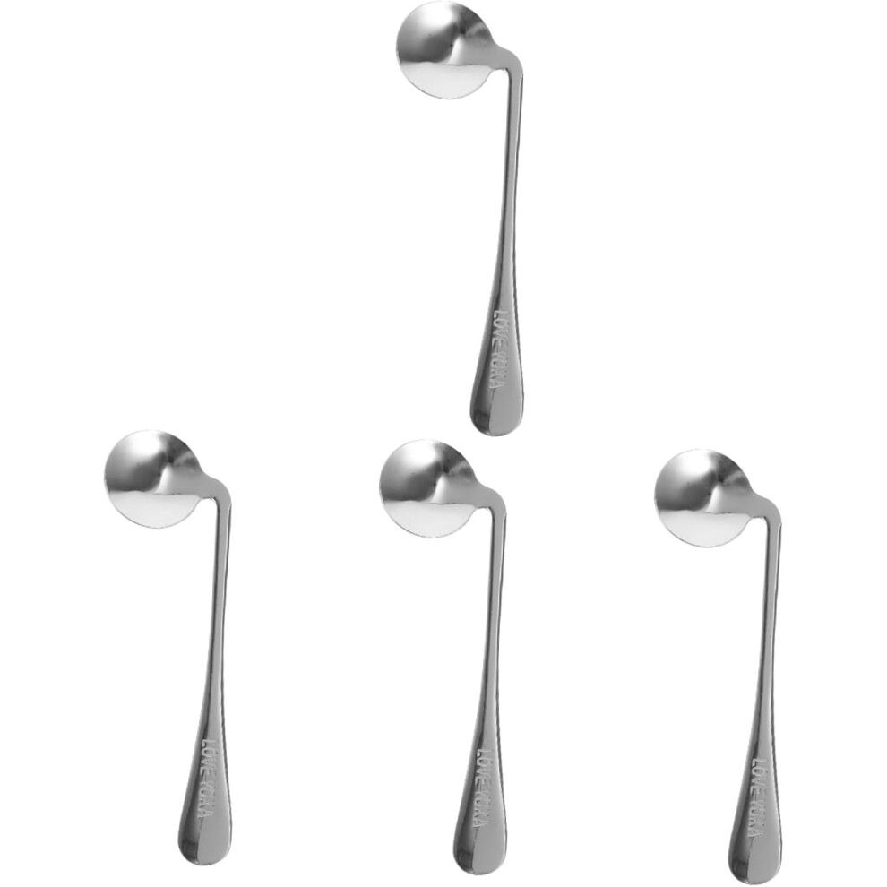 4Pcs Stainless Steel Self-Feeding Curved Utensil Angled Spoon Curved Spoon Hkhbjs