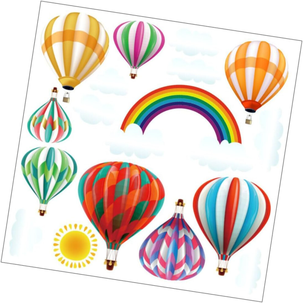 Rainbow Hot Air Balloon Wall Decal Pvc Sticker With Easy To Apply And Remove Features Hkhbjs