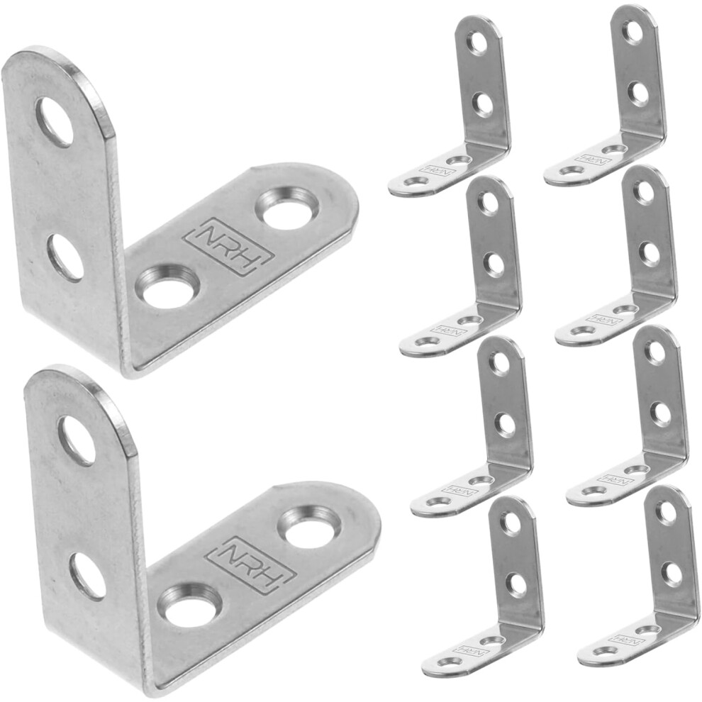 10Pcs Stainless Steel Corner Code Mini Small Brackets Angle Brackets For Wood Shelving Silver Hkhbjs