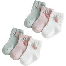 3 Cotton Cartoon Newborn Socks Radish Pattern Breathable Boy Girl Size S 6-12 Months