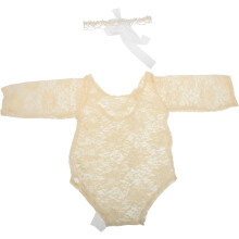 Neugeborenen-Fotografie-Outfits aus Spitze, Mädchen-Strampler mit Schleife, Stirnbänder, Foto-Requisiten