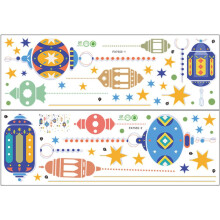 Colorful Lantern Pattern Wall Sticker for Room, Self-Adhesive PVC Wall Decor with No Residue