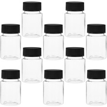 10 Stück 50-ml-Probenfläschchen aus Kunststoff mit schwarzem Deckel, kleine Aufbewahrungsfläschchen mit breiter Öffnung