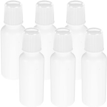 6 botellas pequeñas recargables con aplicador de cabezal no tejido para dispensación de líquidos.