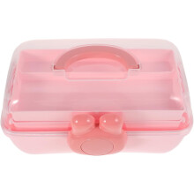 Boîte de rangement à trois niveaux pour accessoires de cheveux et bijoux, motif lapin rose pour enfants