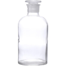 Chemische fles met smalle opening, glazen reagensfles voor voedingsmiddelenfabrieken en chemische installaties.