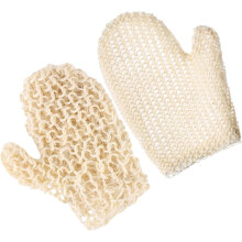 2pcs Natural Sisal Body Scrub Mitts Exfoliating Gloves Set