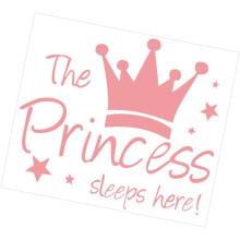 Roze muurstickers met prinsessenkroon, verwijderbaar, ideaal voor de slaapkamer of kinderkamer.