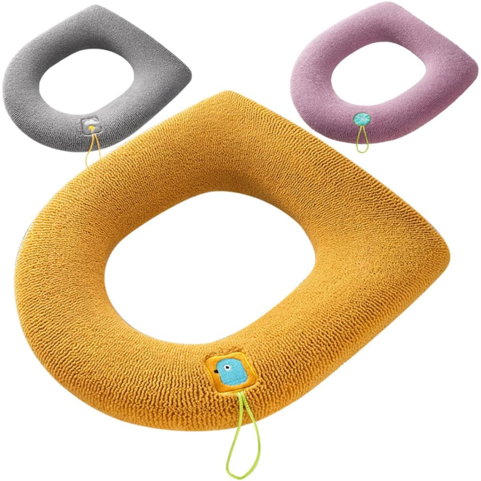 3Pcs Washable Toilet Cushion Seat Set With Hanging Loop, Portable And Skin-Friendly Polyester Toilet Seat Covers Hkhbjs