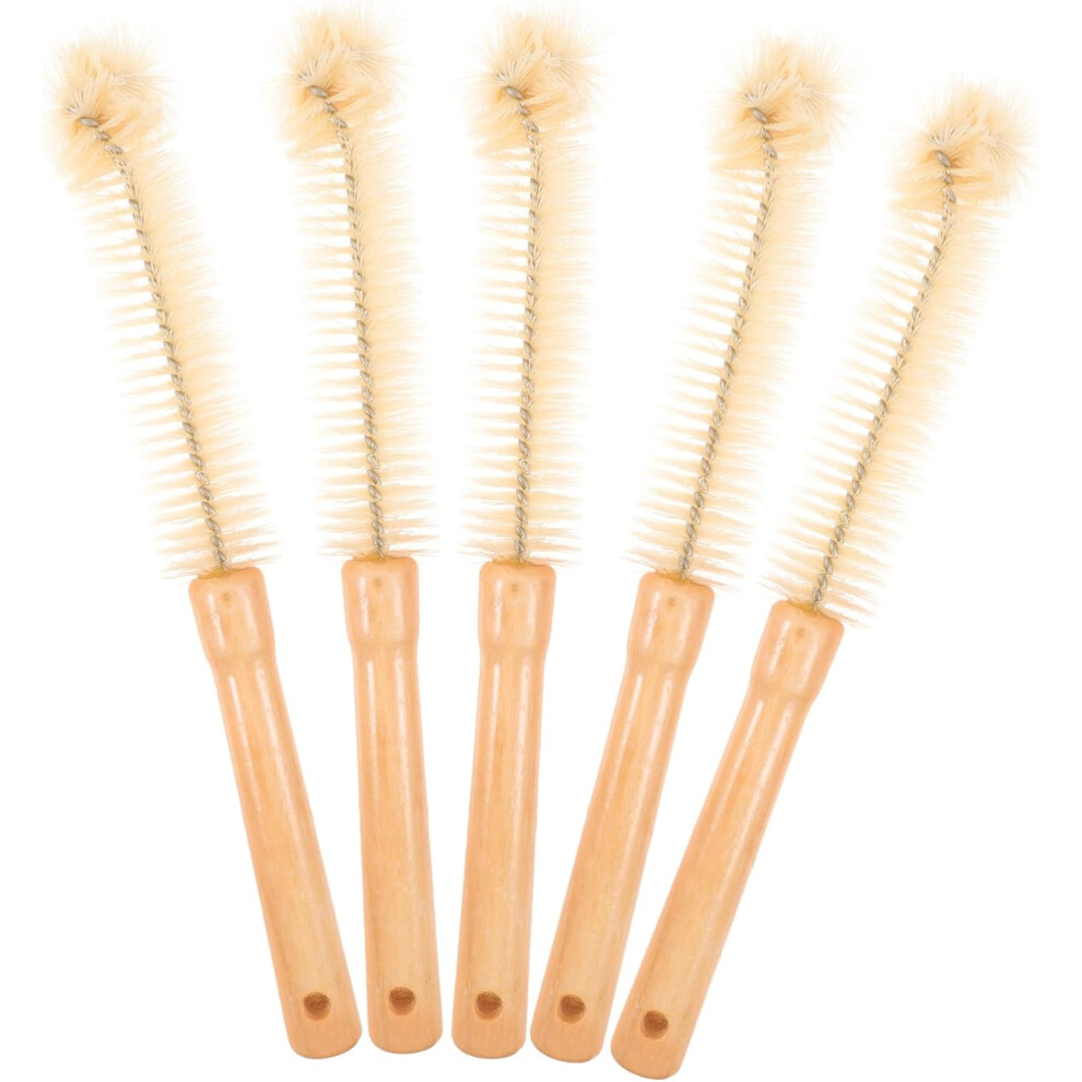 Hkhbjs 5Pcs Long Wood Handle Bottle Brush For Cup And Water Bottle Cleaning
