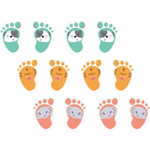 12pcs Little Feet Floor Stickers Kids Room Decor Classroom Decor Animal Stickers