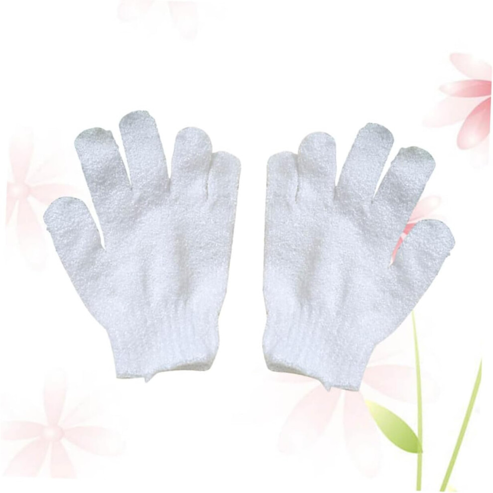 Bath Glove Exfoliating Scrubber Mitt Five-Finger Body Brush Glove White Hkhbjs