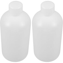 Lot de 2 flacons de stockage en plastique à col étroit pour réactifs chimiques et échantillons de liquides, avec bouchons hermétiques.