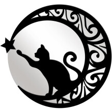 Specchietti lunari per la parete della camera da letto, confezione da 2, adesivi murali in acrilico con gatto e luna