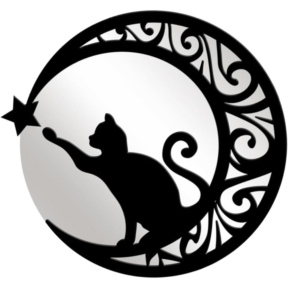 Moon Mirrors For Bedroom Wall 2 Pack Acrylic Cat And Moon Wall Sticker Black Hkhbjs
