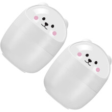 Lot de 2 mini poubelles de bureau avec couvercle basculant, motif dessin animé blanc, pour le bureau et la salle de bain