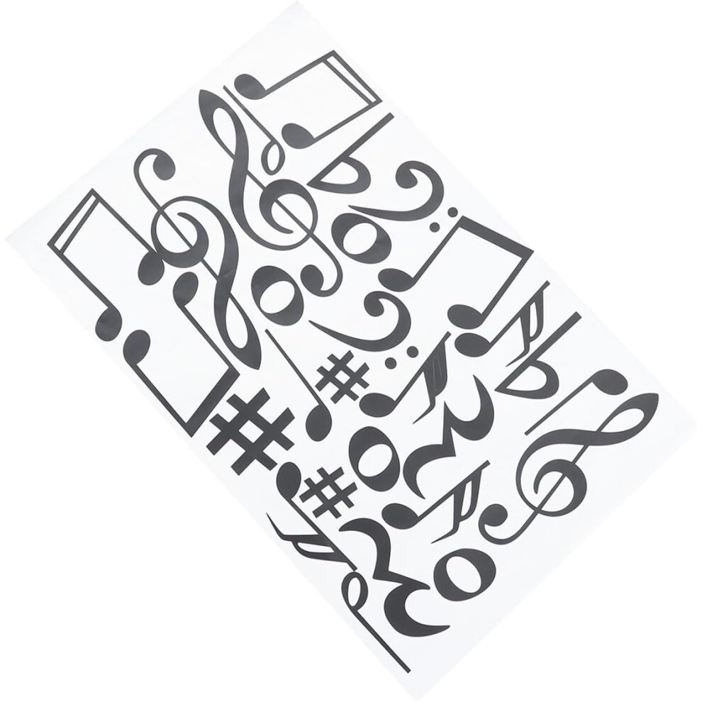 Hkhbjs Musical Notes Decal Background Wall Stickers Pvc Black Environmental Protective Safe To Use Piano Room Classroom Decor