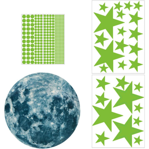 Lua luminosa e estrela adesivos de parede para quarto Home Décor