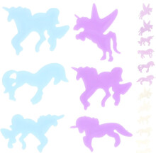 Adesivi murali unicorno fosforescenti, 2 set, decalcomanie luminose da parete