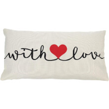 Alphabet Printed Pillow Cover Linen Sofa Decor with Modern Chic Style Beige