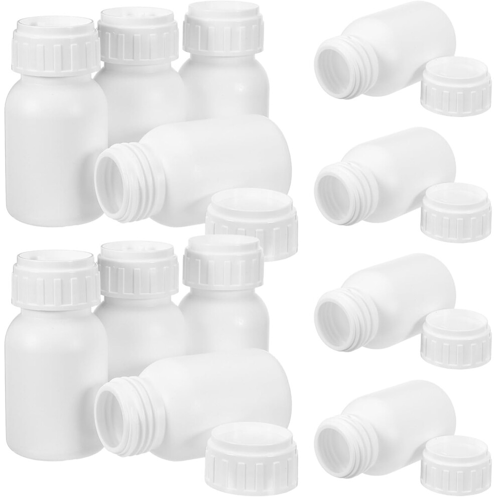 Hkhbjs 12Pcs 50Ml White Thick Fluorinated Reagent Bottles, Wide Mouth Leakproof Plastic