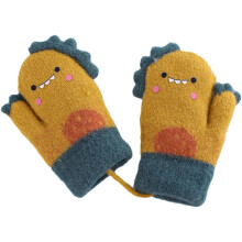 Gants en velours à motif dinosaure pour garçon et fille, moufles chaudes d'hiver à doigts complets pour jouer dehors