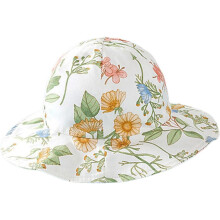 Bucket hat voor kinderen van 1-3 jaar, katoenen vissershoed met bloemenpatroon, zonbeschermende strandpet