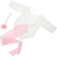 Neugeborenen-Mädchen-Spitzenstrampler-Fotoshooting-Outfit mit weichem Stirnband, bequemes Design