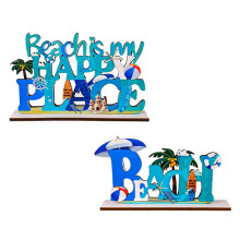 2 stuks houten oceaanletters, slijtvast, blauw hout, tafeldecoratie, veilig