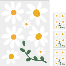 4 Sheets Flower Wall Decals Daisy Wall Stickers 20cmx15cm PVC Self-Adhesive Not Easy to Fade Nursery Home