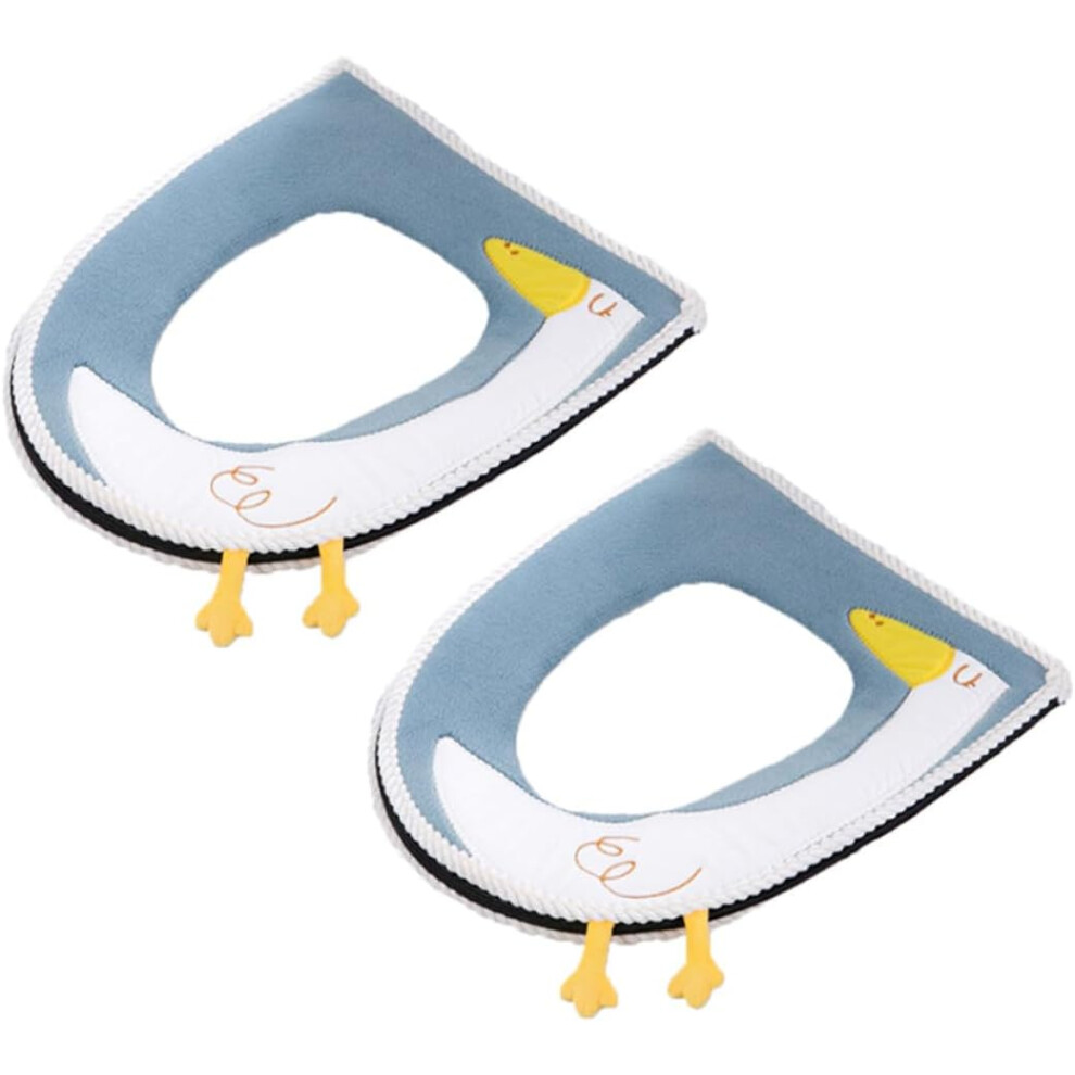 Toilet Seat Cover Pads Soft And Washable 2Pcs Cartoon Design With Handle Warm Acrylic Fibers Toilet Hkhbjs