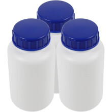 Lot de 3 flacons de réactifs de 500 ml pour échantillons de laboratoire, à bouchon renforcé et scellés.