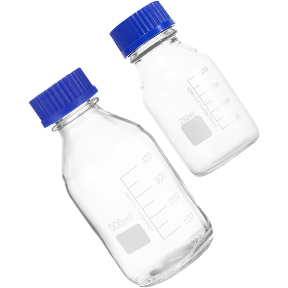 2Pcs Laboratory Reagent Bottles Leakproof Glass Chemical Storage Bottles For Easy Monitoring In Lab Equipment Hkhbjs