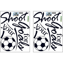 2 vellen verwijderbare voetbalmuurstickers, zwart PVC, voetbalmuurstickers, gemakkelijk te verwijderen, creatieve decoratie voor thuis of bar.